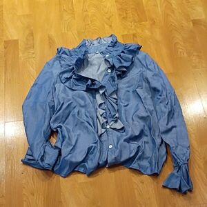 Blue Ruffled Blouse